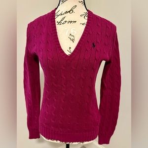 Like New Ralph Lauren Sport Cable knit V Neck Sweater.  Size Medium.